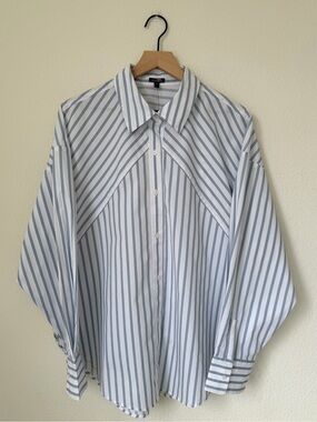 Express Boyfriend Portofino Striped Button-up Shirt Oversized Light Blue Size L